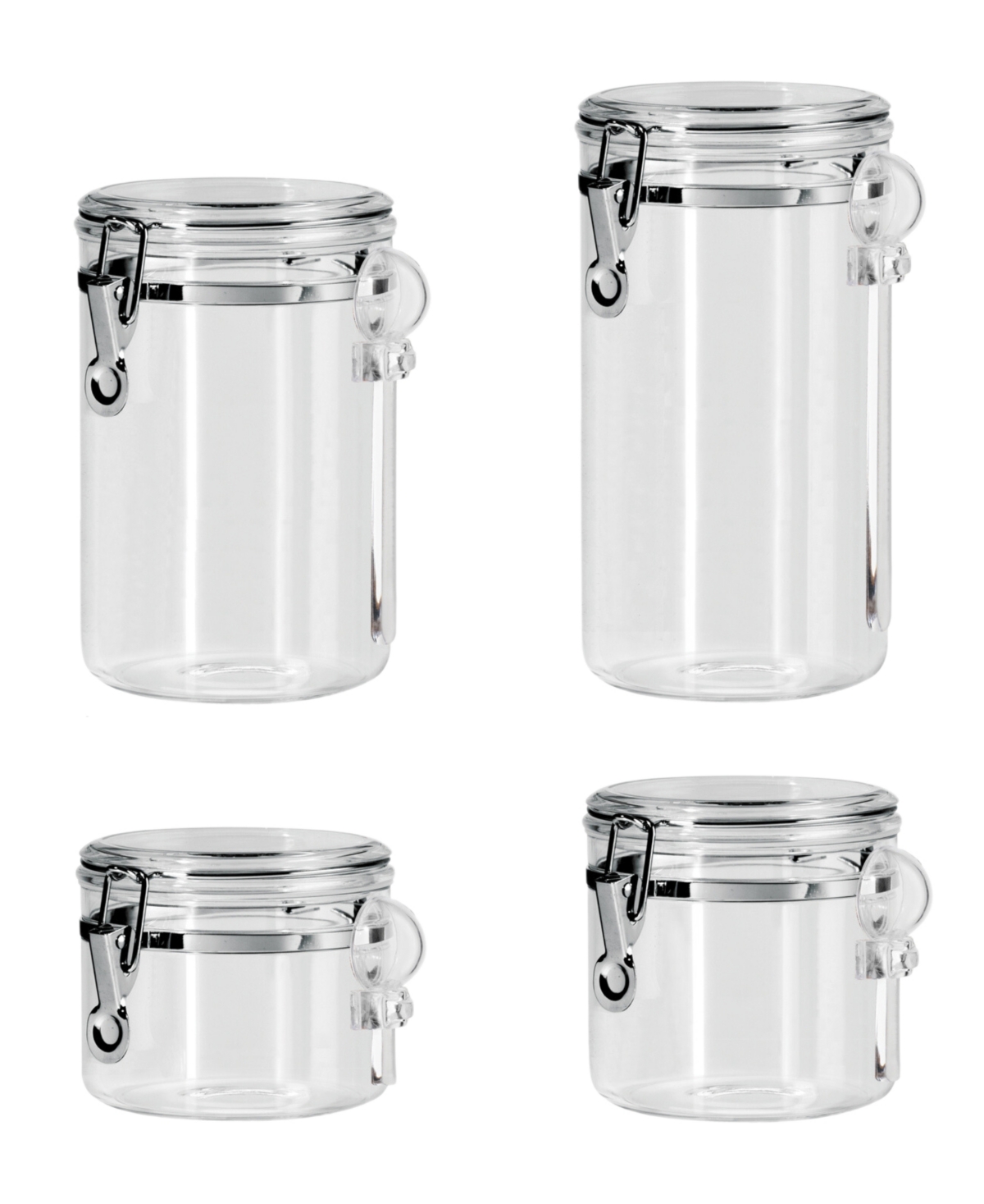 Oggi Clear Clamp 4 Piece Canisters With Scoops Set