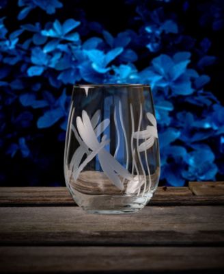 Dragonfly Stemless Wine Tumbler 18oz - Set of 4 Glasses