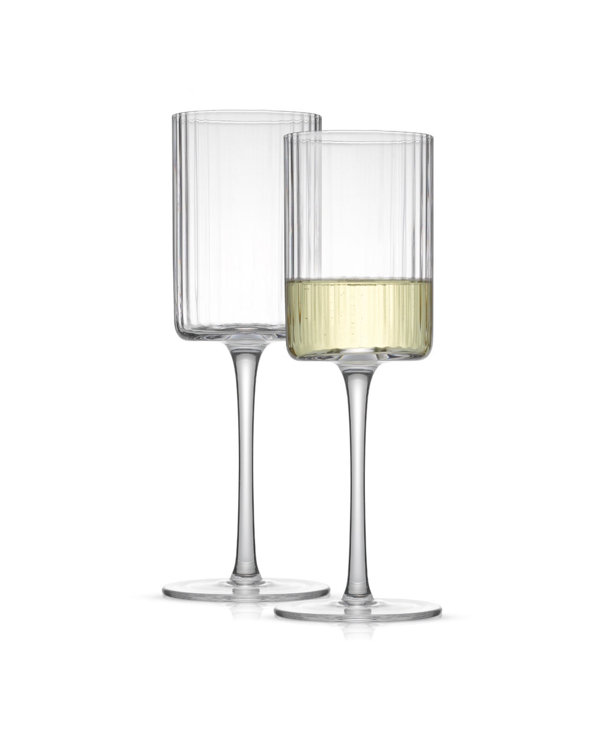 Joyjolt Elle Ribbed White Wine Glass 2 Piece Set In Clear