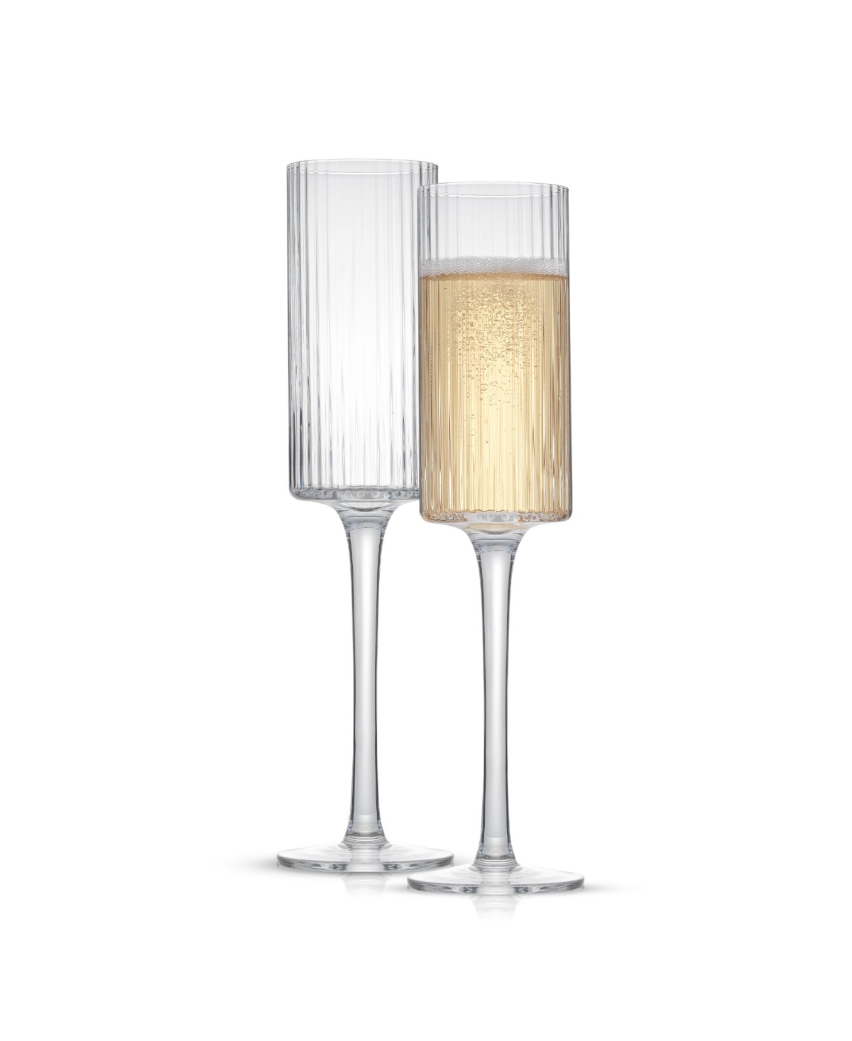Joyjolt Elle Ribbed Stemmed Champagne Glass 2 Piece Set In Clear