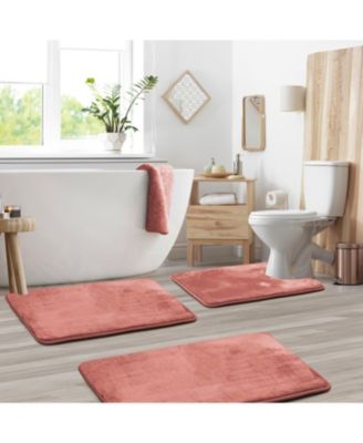 3 Piece Ultra Soft Non-Slip Plush Memory Foam Bath Rug Set - Small, Large & Contour