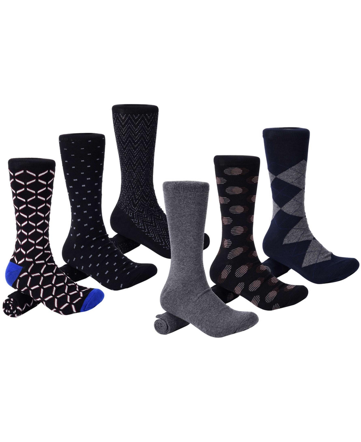 Mio Marino Men's Astral Nightfall Dress Crew Socks 6 Pack