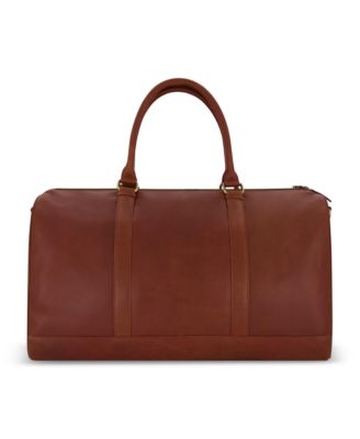 Men's Genuine leather 21 inch bag duffle, with burnished gold detailing.