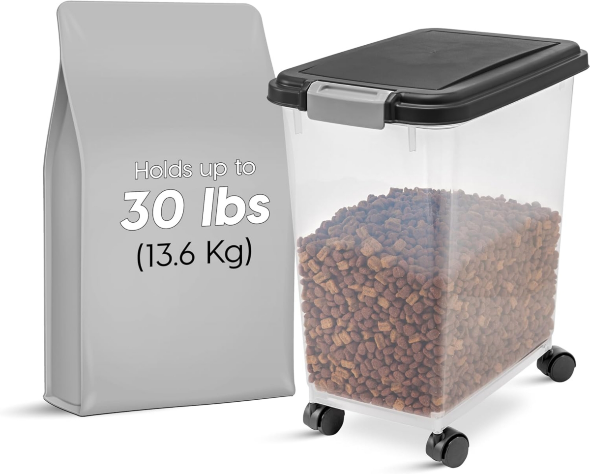 33qt/25lbs Airtight Pet Food Storage Container, Black - Black