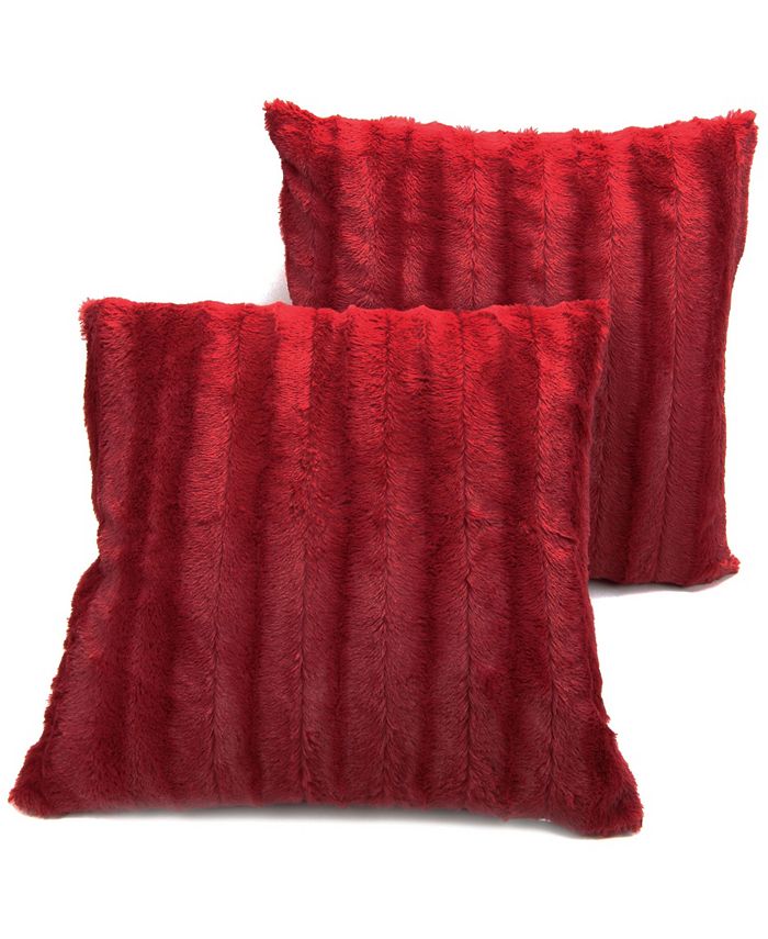 Cheer Collection Plush Reversible Faux Fur 2Pack Decorative Pillow, 22