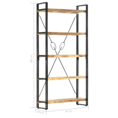 5-Tier Bookcase 35.4"x11.8"x70.9" Solid Mango Wood