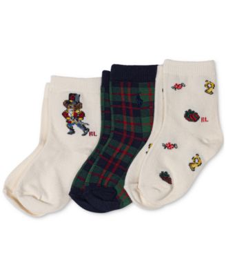 Polo Ralph Lauren - Baby Boys Nutcracker Bear Crew Socks, Pack of 3