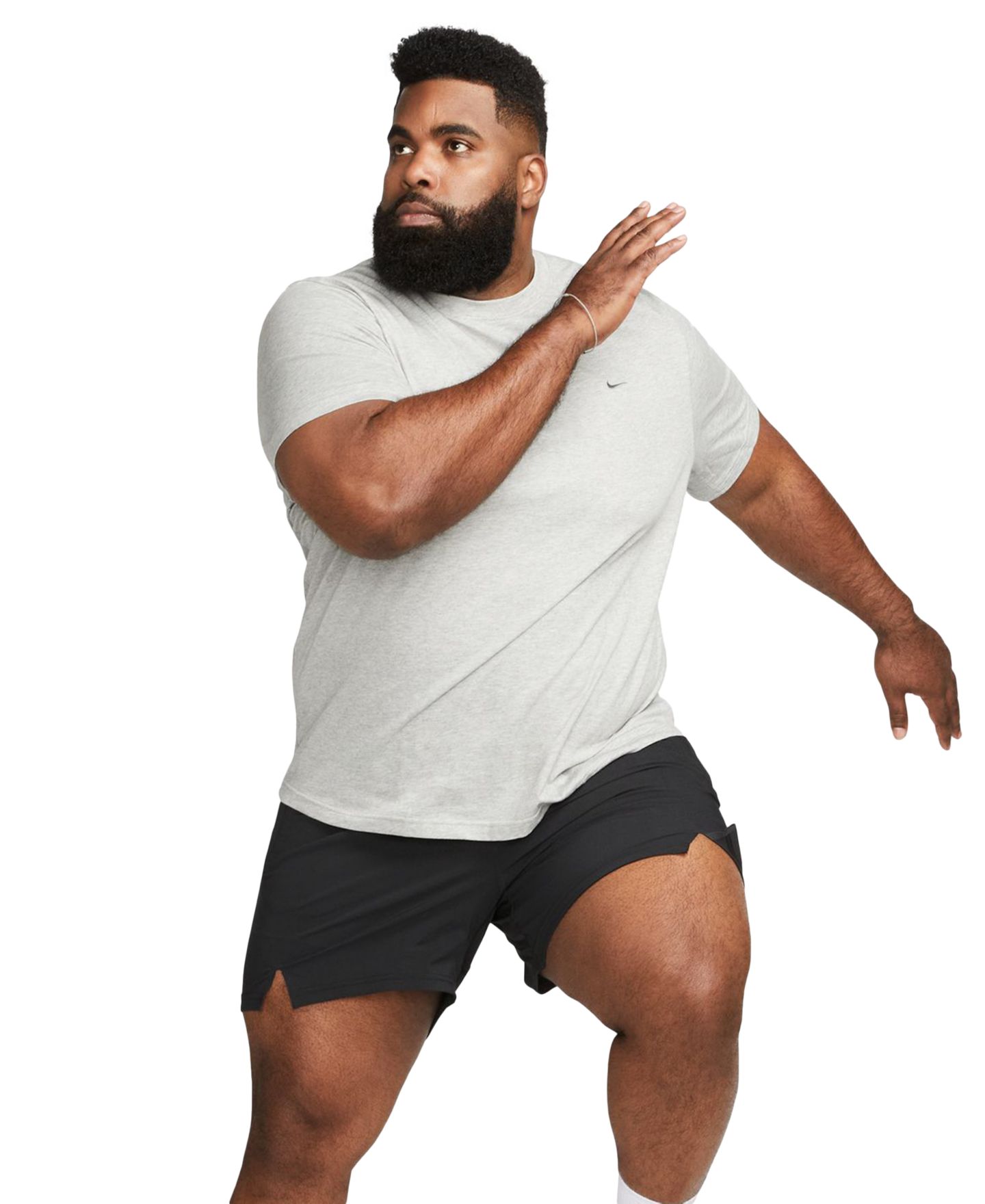 Мужская универсальная футболка Nike Primary Dri-FIT с коротким рукавом свободного кроя, цвет: Тёмный серый меланжевый — фото 2