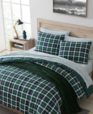 CLOSEOUT! North Sail Plaid Brushed Microfiber 3 Piece Comforter Set, King