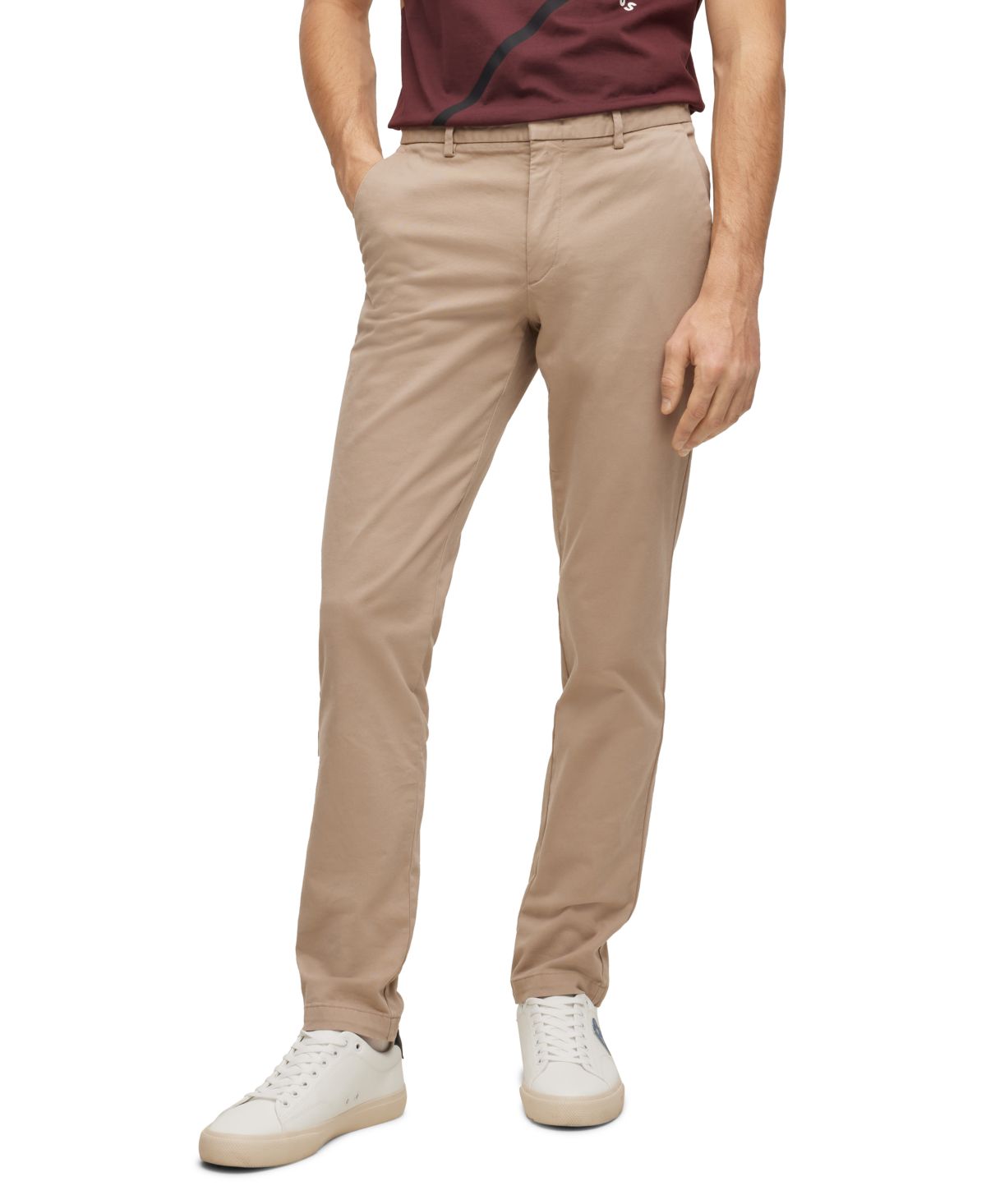 Мужские облегающие брюки-чиносы из стрейч-хлопка Hugo Boss