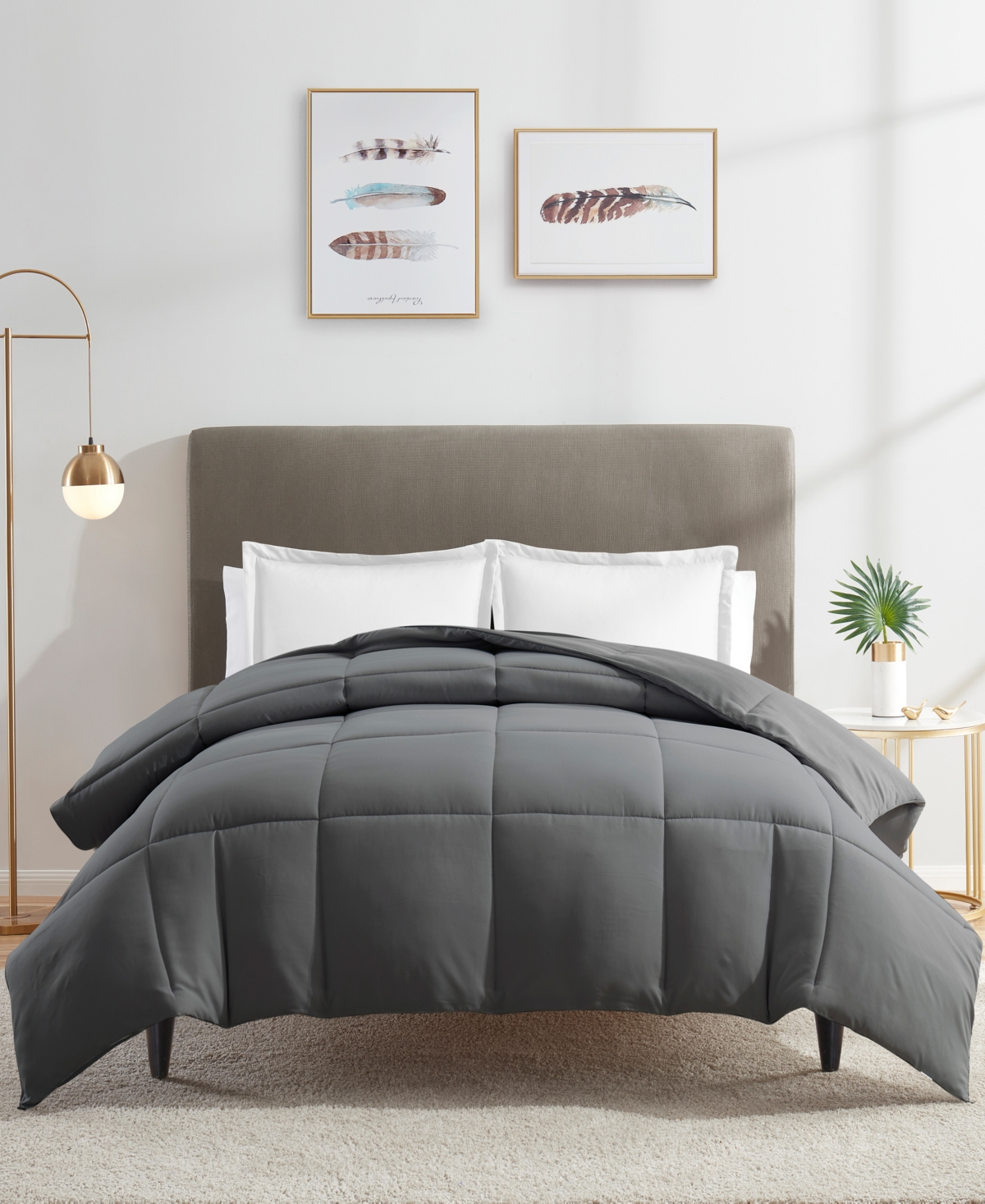 Clara Clark Down Alternative All Season Comforter, Full/queen In Gray
