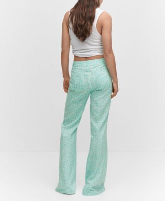 MANGO Women's Floral Linen Pants