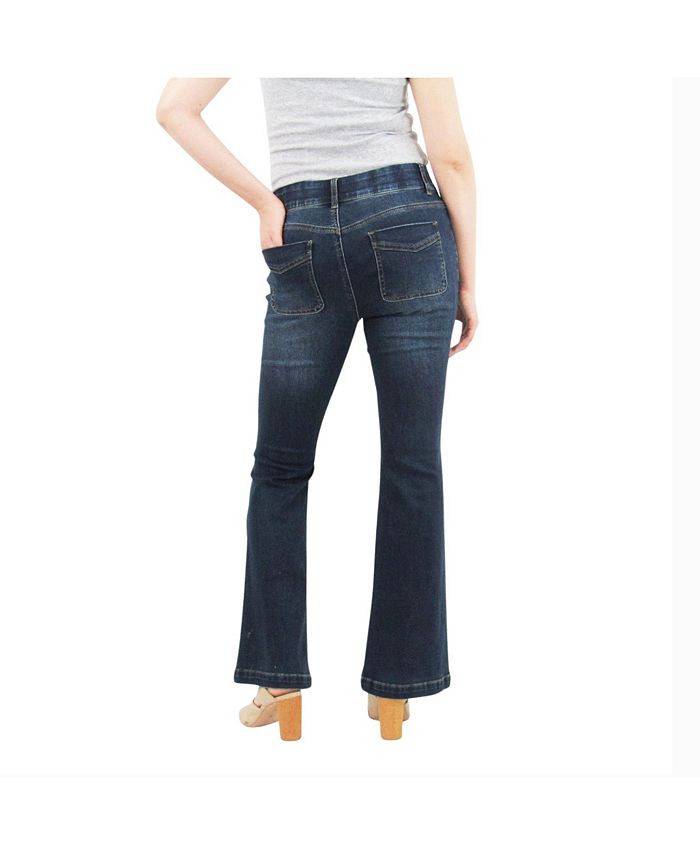 Indigo Poppy Women's Tummy Control Boot cut Jeans with Patch Pockets ...