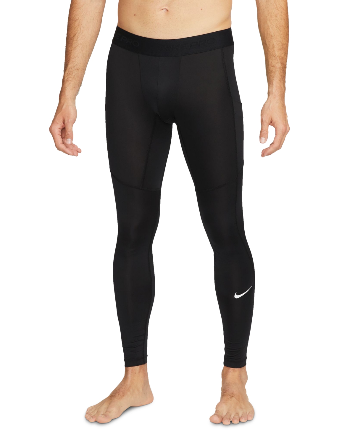 Shop Nike Men's Pro Slim-fit Dri-fit Fitness Tights In Black,white