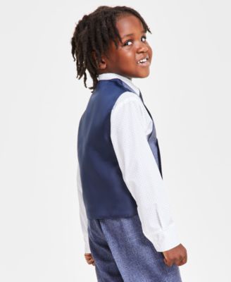 Little Boys 4-Pc. Shirt, Windowpane Vest, Pants & Neck Tie Set
