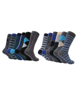 Men's Debonair Pop Dress Crew Socks 12 Pack