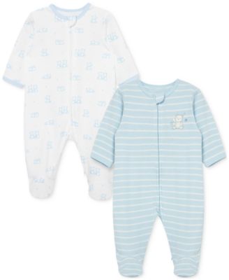 Little Me - Baby Boy Wonder Cotton Long Sleeve Footed Coveralls, Pack of 2
