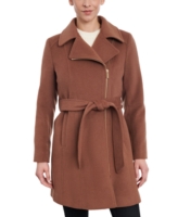 Michael Michael Kors Women's Asymmetric Wool Blend Wrap Coat - Luggage