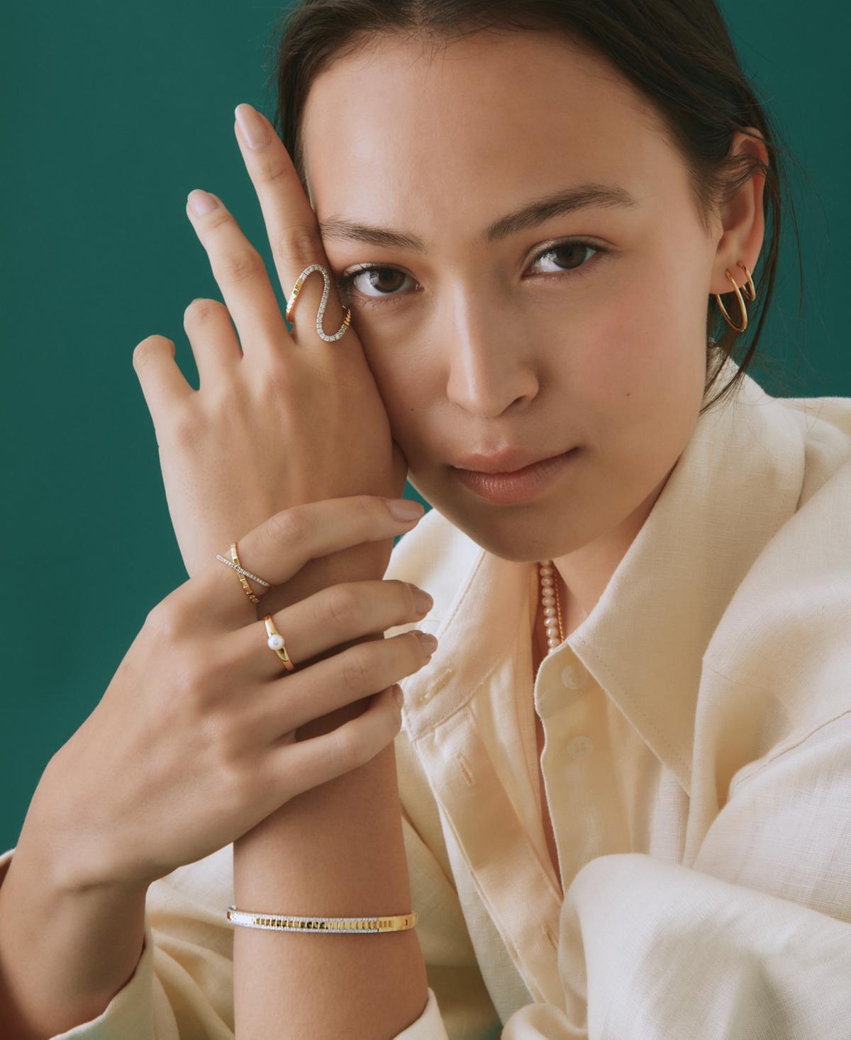 Audrey by Aurate Diamond Crossover Ring (1/10 ct. t.w.)  Created for Macy's - Gold Vermeil