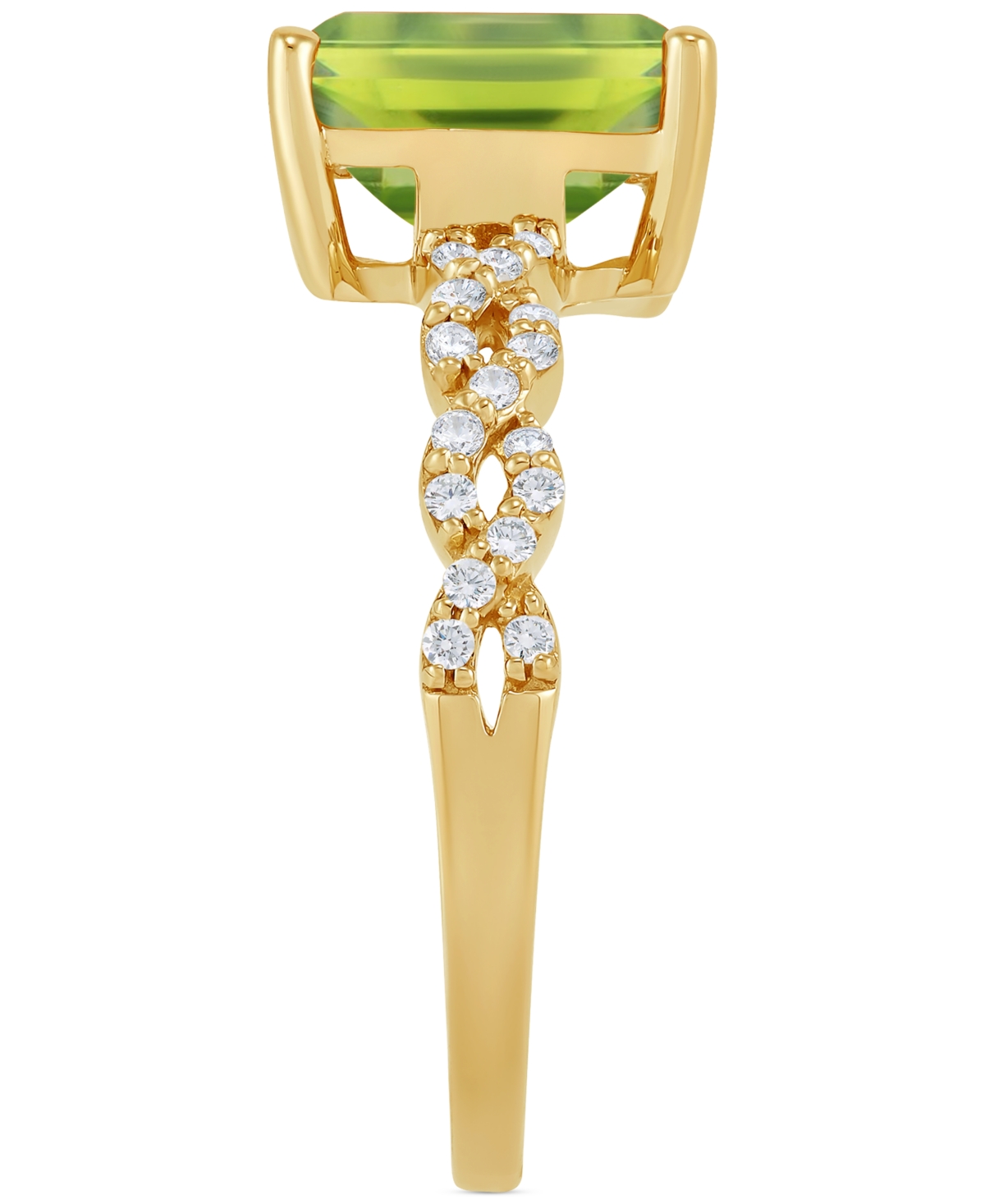 (2-1/5 ct. t.w.) & Diamond (1/6 ct. t.w.) Braided Shank Ring in 14k Gold - Peridot