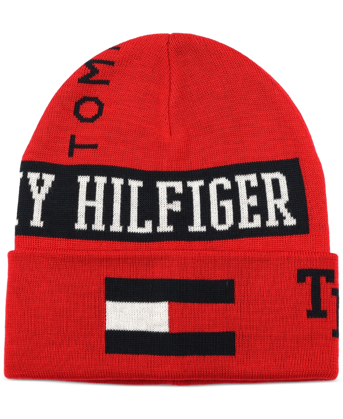 Tommy Hilfiger Men's Logo Graphic Cuffed Hat In Primary Red