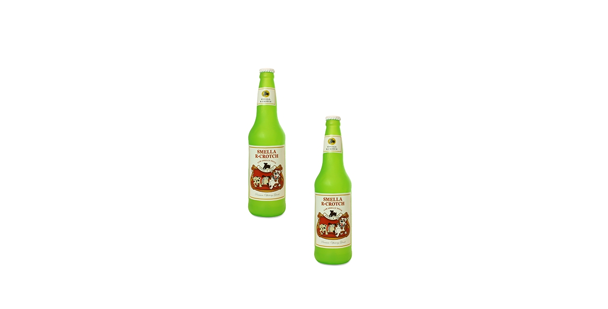 Beer Bottle SmellaRCrotch, 2-Pack Dog Toys - Medium Green