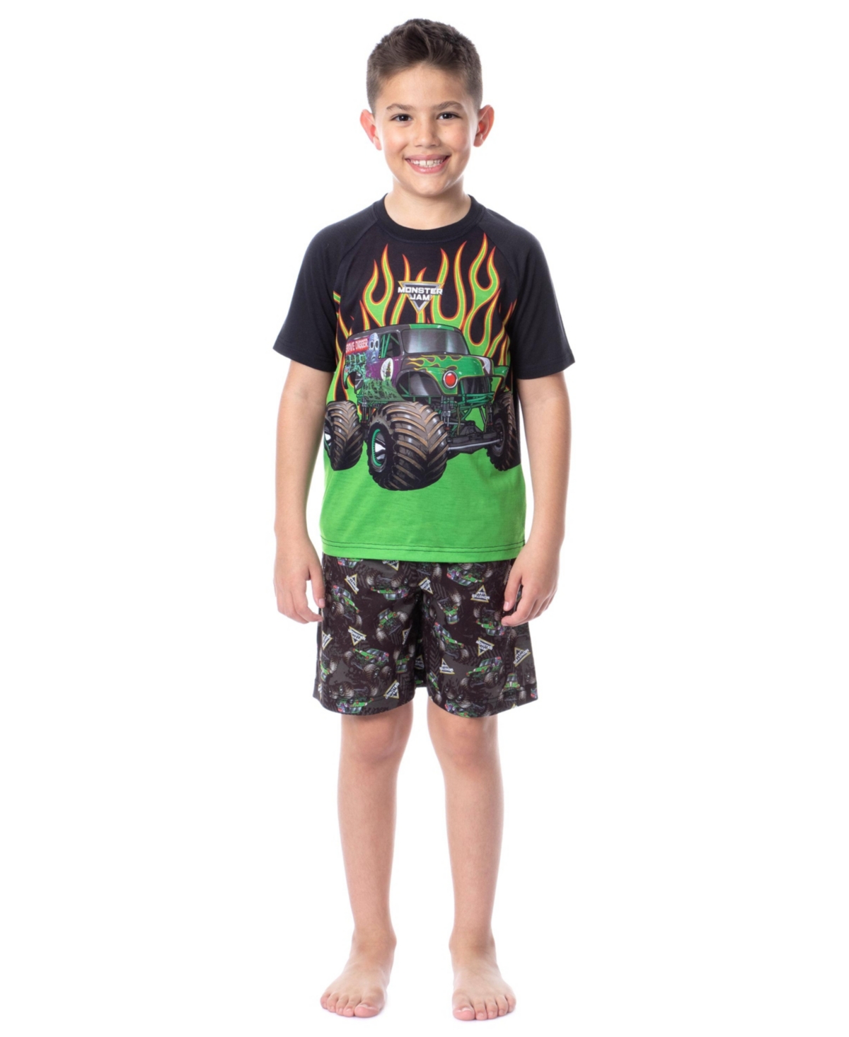 Monster Jam Boys Grave Digger Truck Sleep Pajama Set