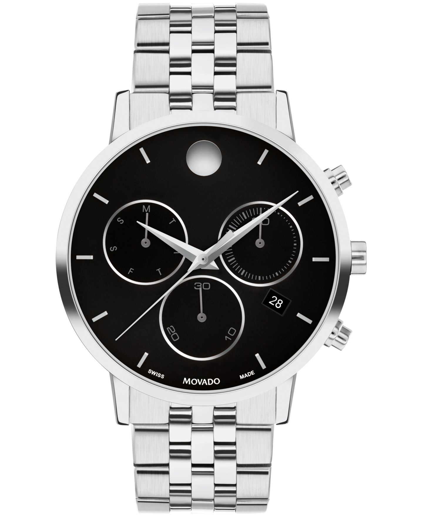 Мужские швейцарские кварцевые часы-хронограф Movado Museum Classic из стали, 42 мм — фото 1