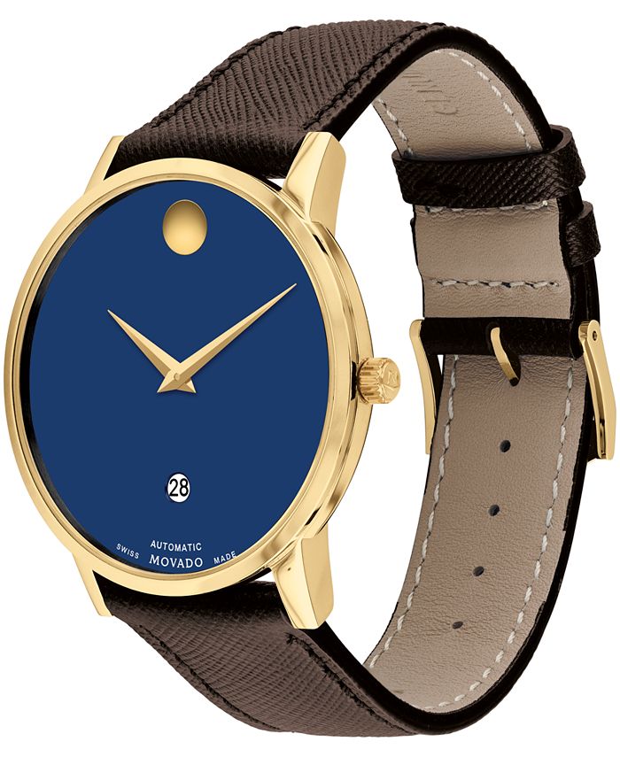 Movado Men's Museum Classic Automatic Swiss Auto Brown Leather Watch