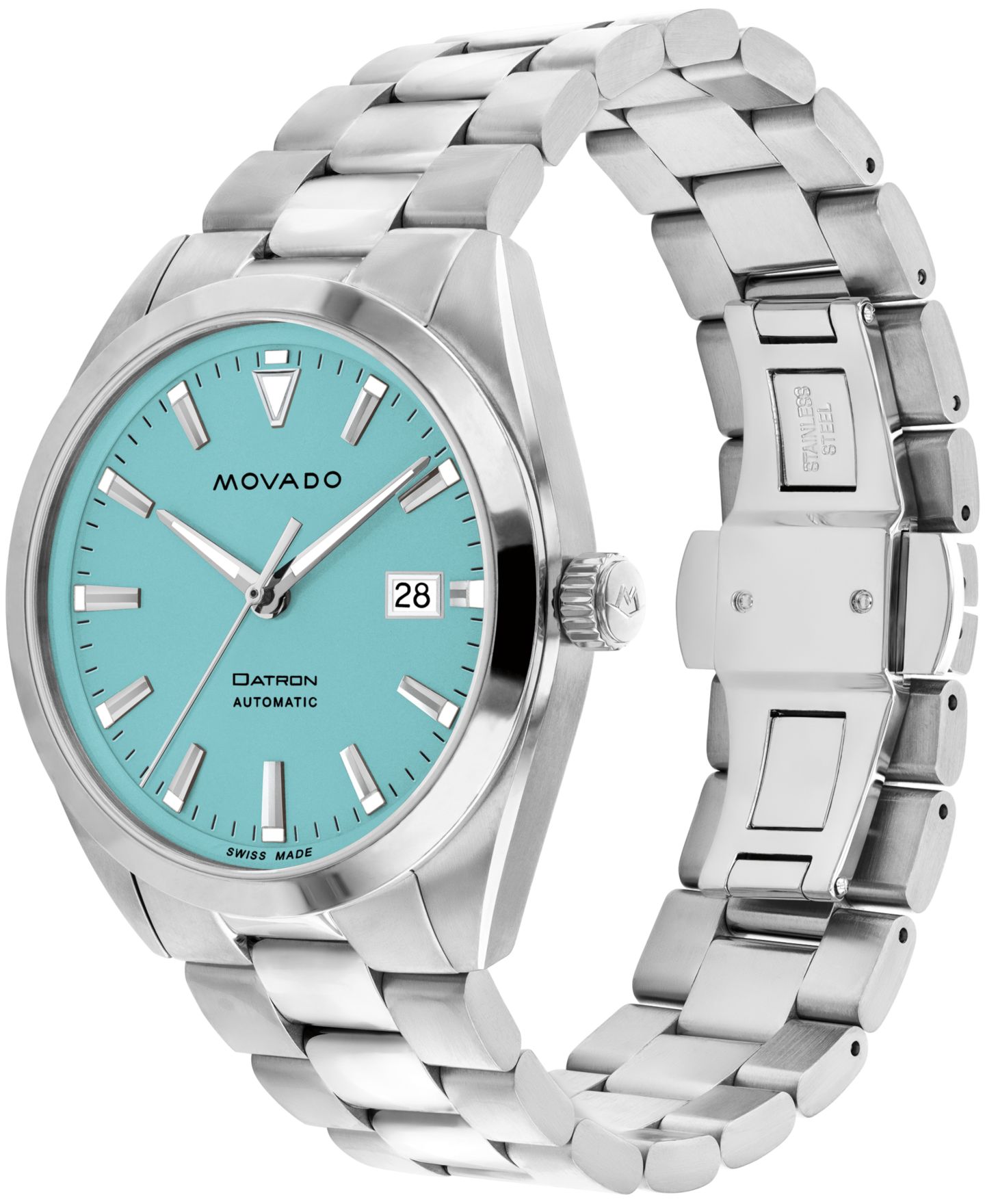Мужские часы Movado Datron Swiss Auto Silver Tone Stainless Steel Watch 40mm — фото 2