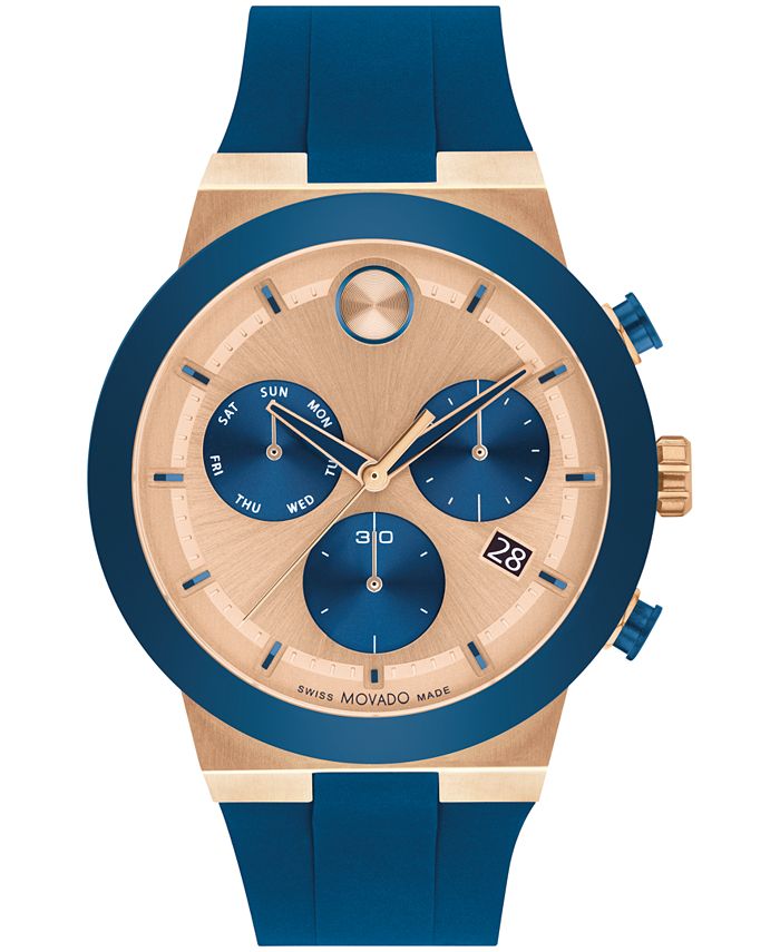 Movado Men s Bold Fusion Swiss Quartz Chrono Blue Silicone Watch