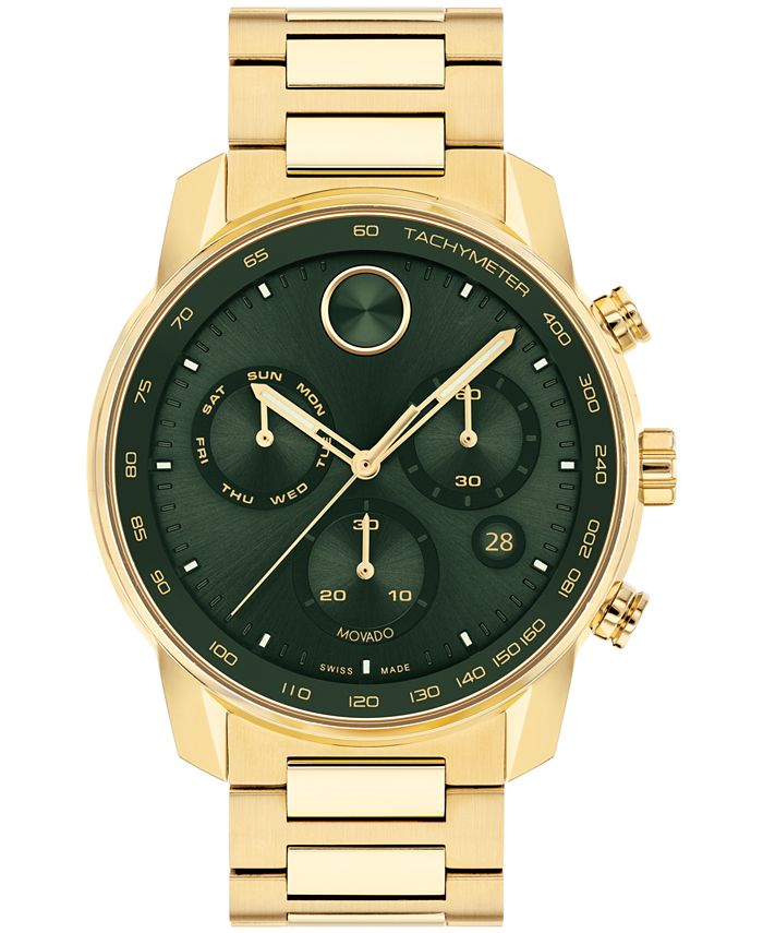 Men s Bold Verso Swiss Quartz Chrono Ionic Plated Gold Steel Watch 44mm