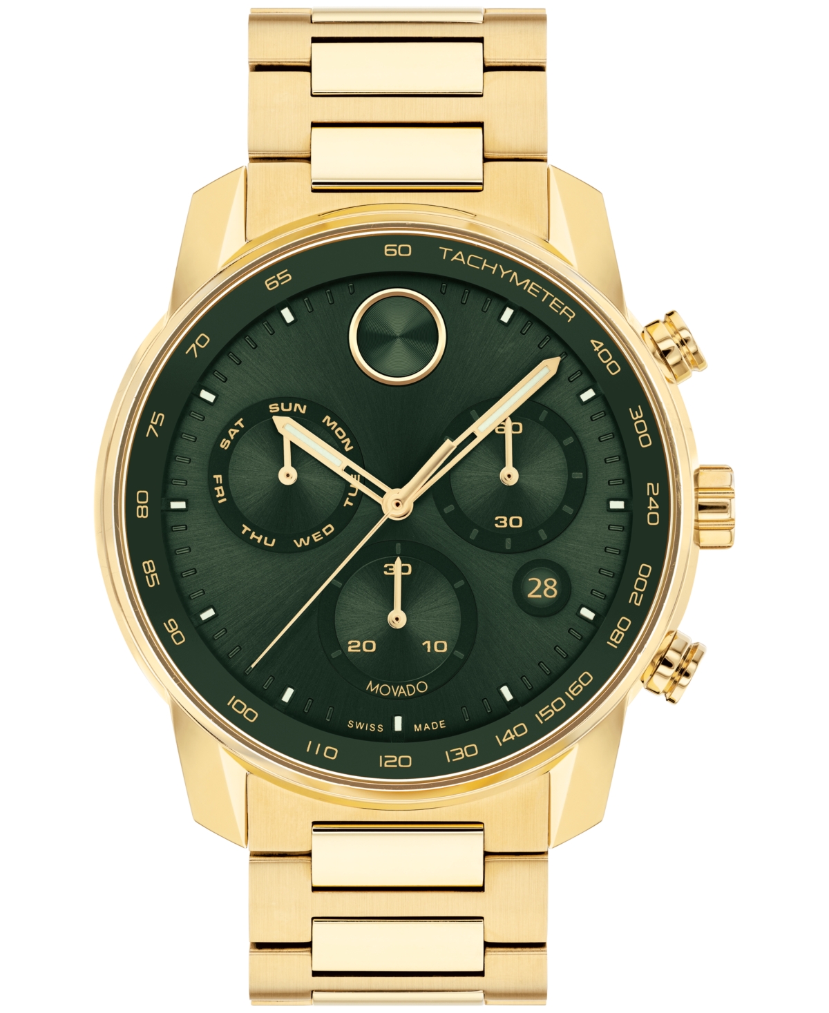 Shop Movado Men's Bold Verso Swiss Quartz Chrono Ionic Plated Gold Steel Watch 44mm In Gold-tone