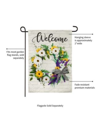 Daisy Wreath Garden Burlap Flag 12.5 x 18 Inches Indoor Outdoor Decor