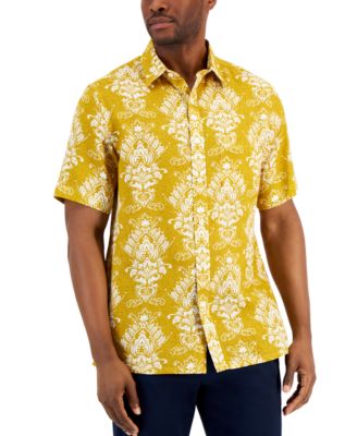 Club Room - Men's Barro Medal Print Short-Sleeve Button-Down Linen Shirt