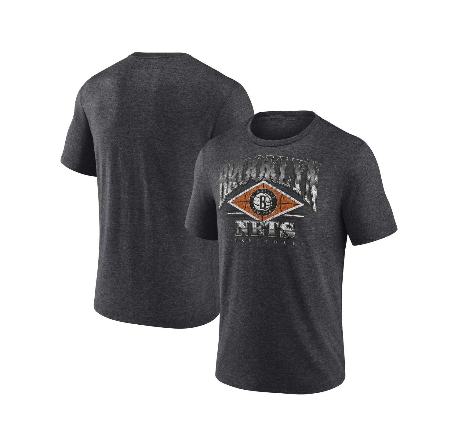 Men's Heather Charcoal Brooklyn Nets True Classics Power Phase Tri-Blend T-shirt