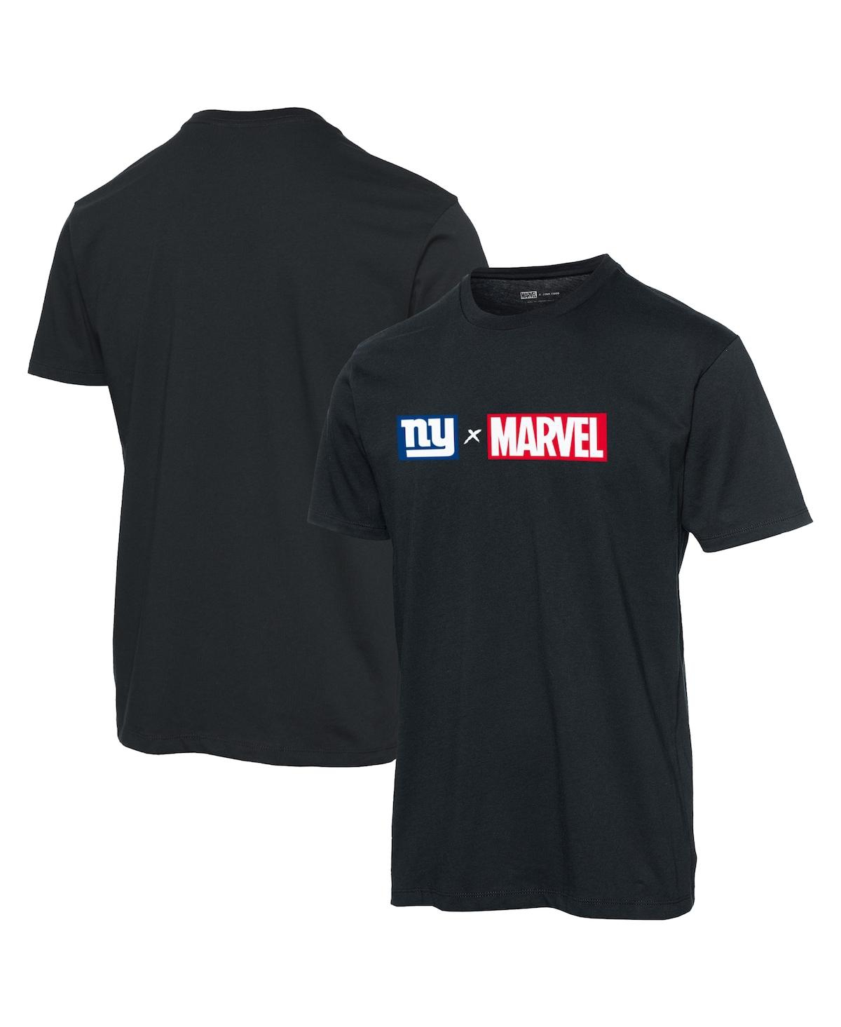 Shop Junk Food Men's  Black New York Giants Marvel Logo T-shirt