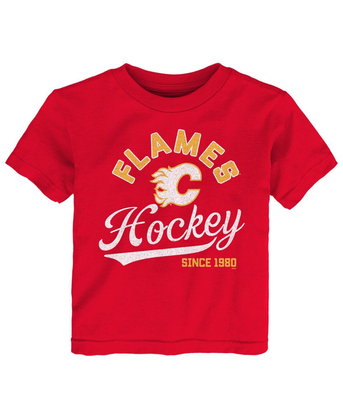 OUTERSTUFF TODDLER BOYS AND GIRLS RED CALGARY FLAMES TAKE THE LEAD T-SHIRT