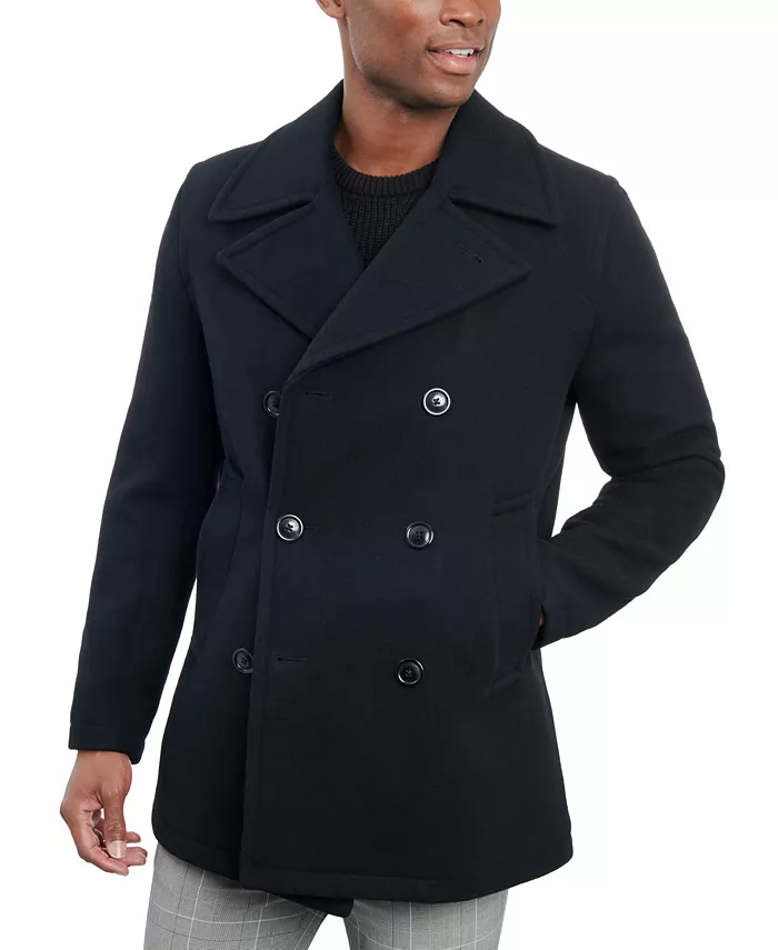 Men Double-Breasted Wool Blend Peacoat - thumbnail 10