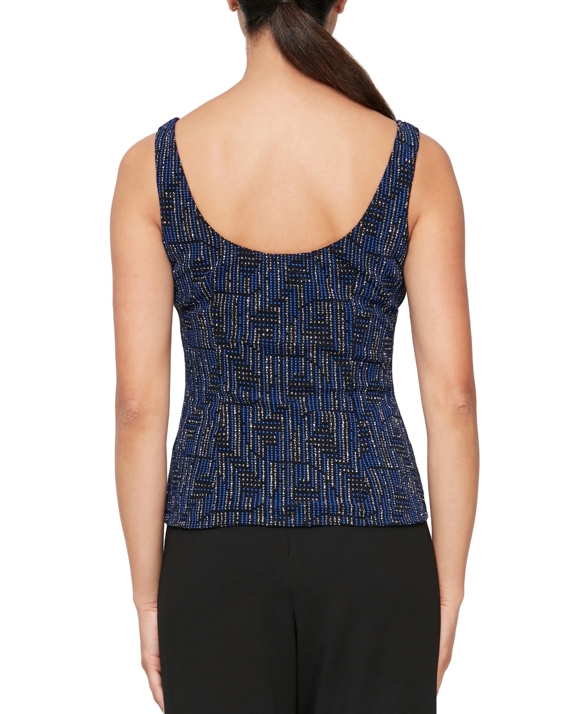 Alex Evenings Women's 3/4-Sleeve Mandarin-Collar Jacket & Scoop-Neck Tank Top Twinset -royal