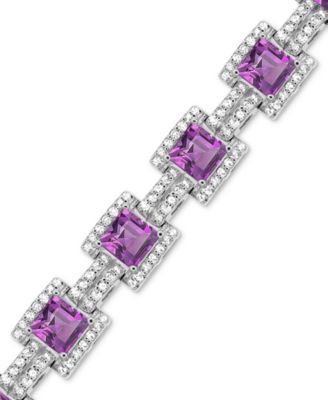 Amethyst (9-5/8 ct.t.w.) & White Topaz Tennis Bracelet in Sterling Silver 