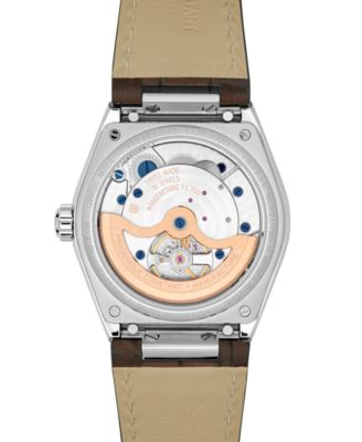 Men's Swiss Automatic Highlife Worldtimer Manufacture Brown Leather Strap Watch 41mm