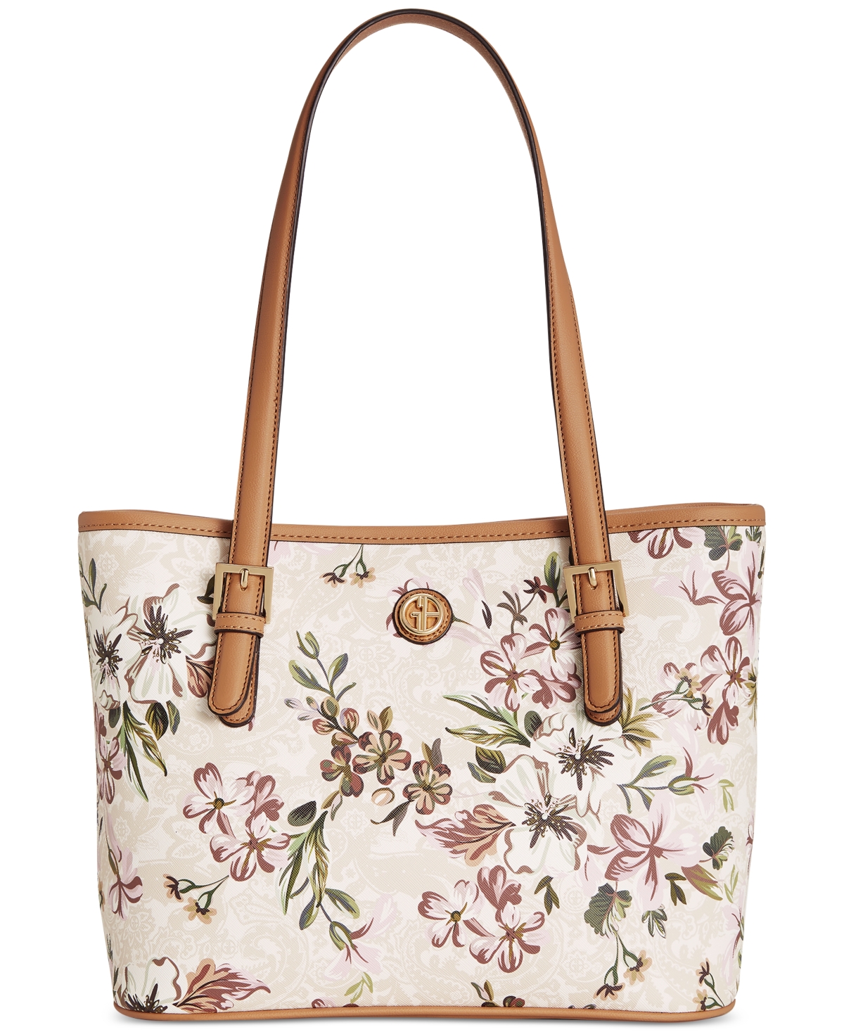 Giani Bernini Floral Tote, Created For Macy's In Neutral Floral