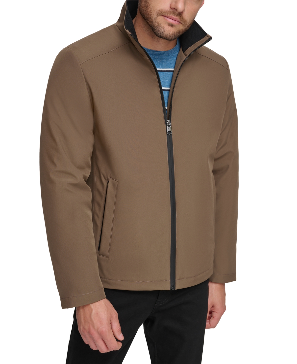 Calvin Klein Men's Classic Midweight Stand Collar Jacket - Dark Tan