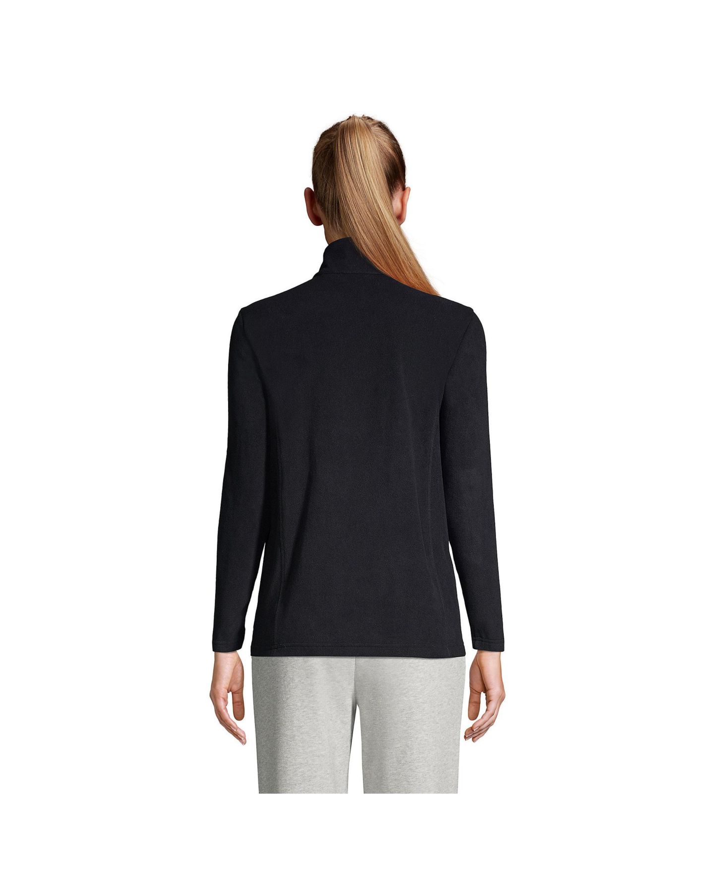 Женский свитер Lands' End Fleece Quarter Zip Pullover, цвет: Чёрный — фото 2