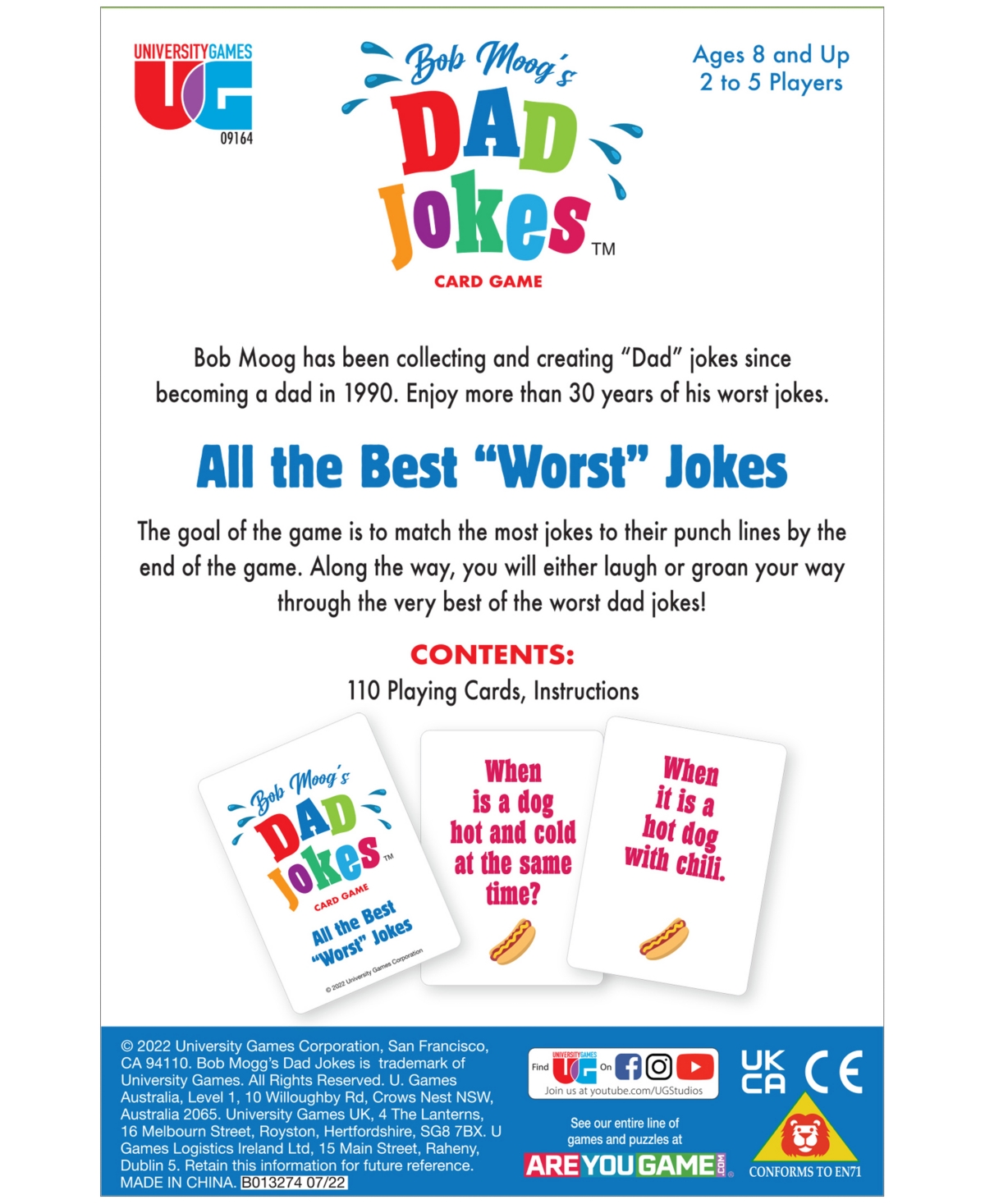 University Games Bob Moog's Dad Jokes Card Game In No Color