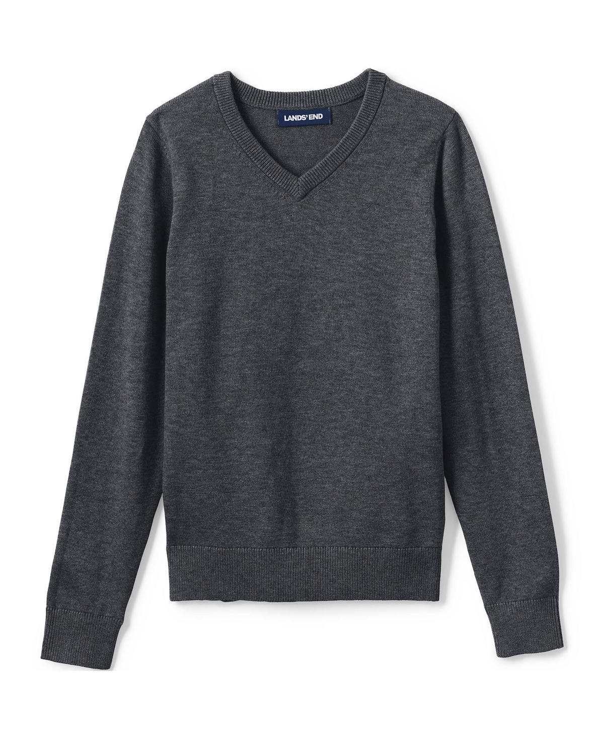 Lands' End Boys School Uniform Cotton Modal Fine Gauge V-neck Sweater