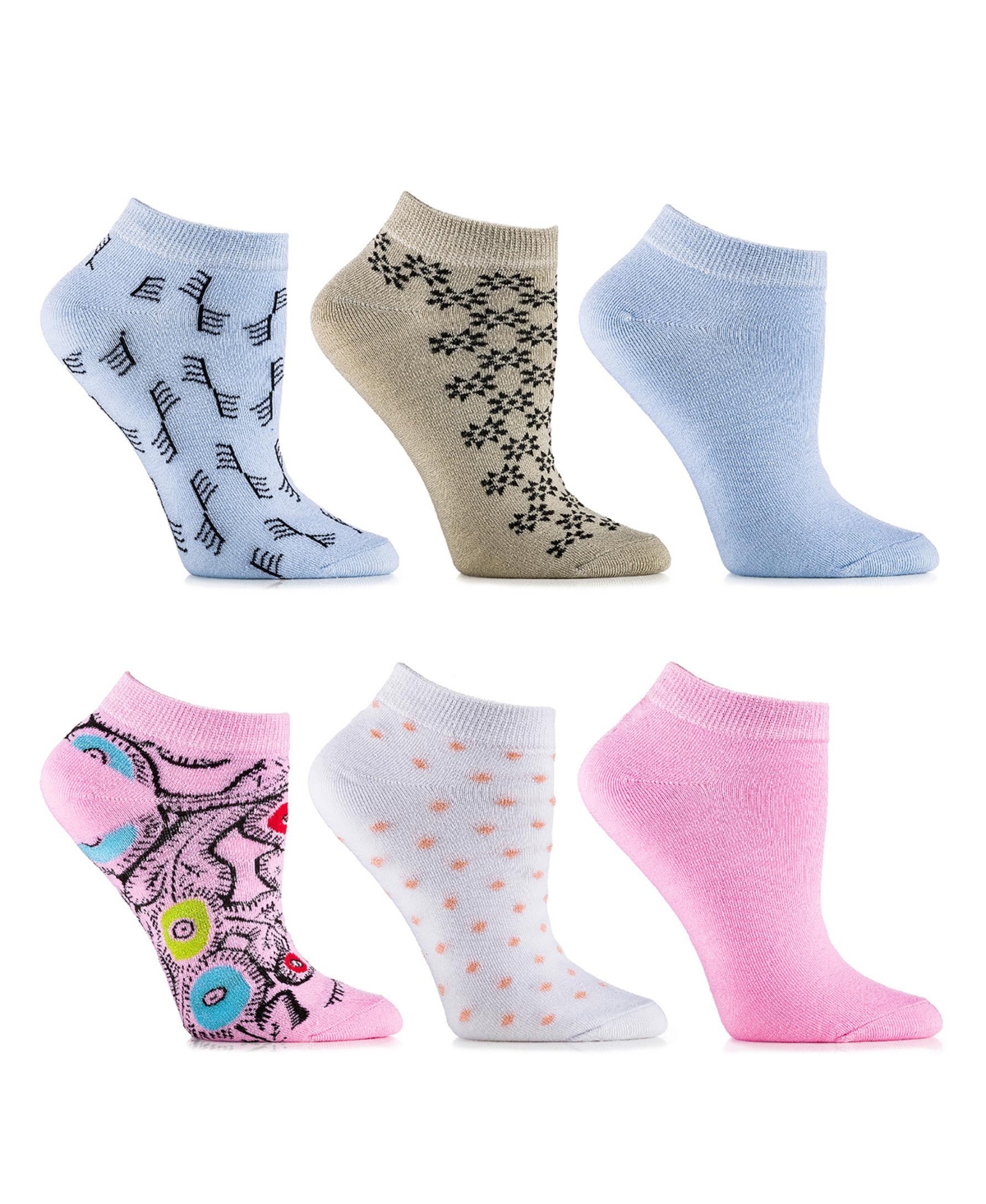Women's Coral Flush Ankle Socks 6 Pack