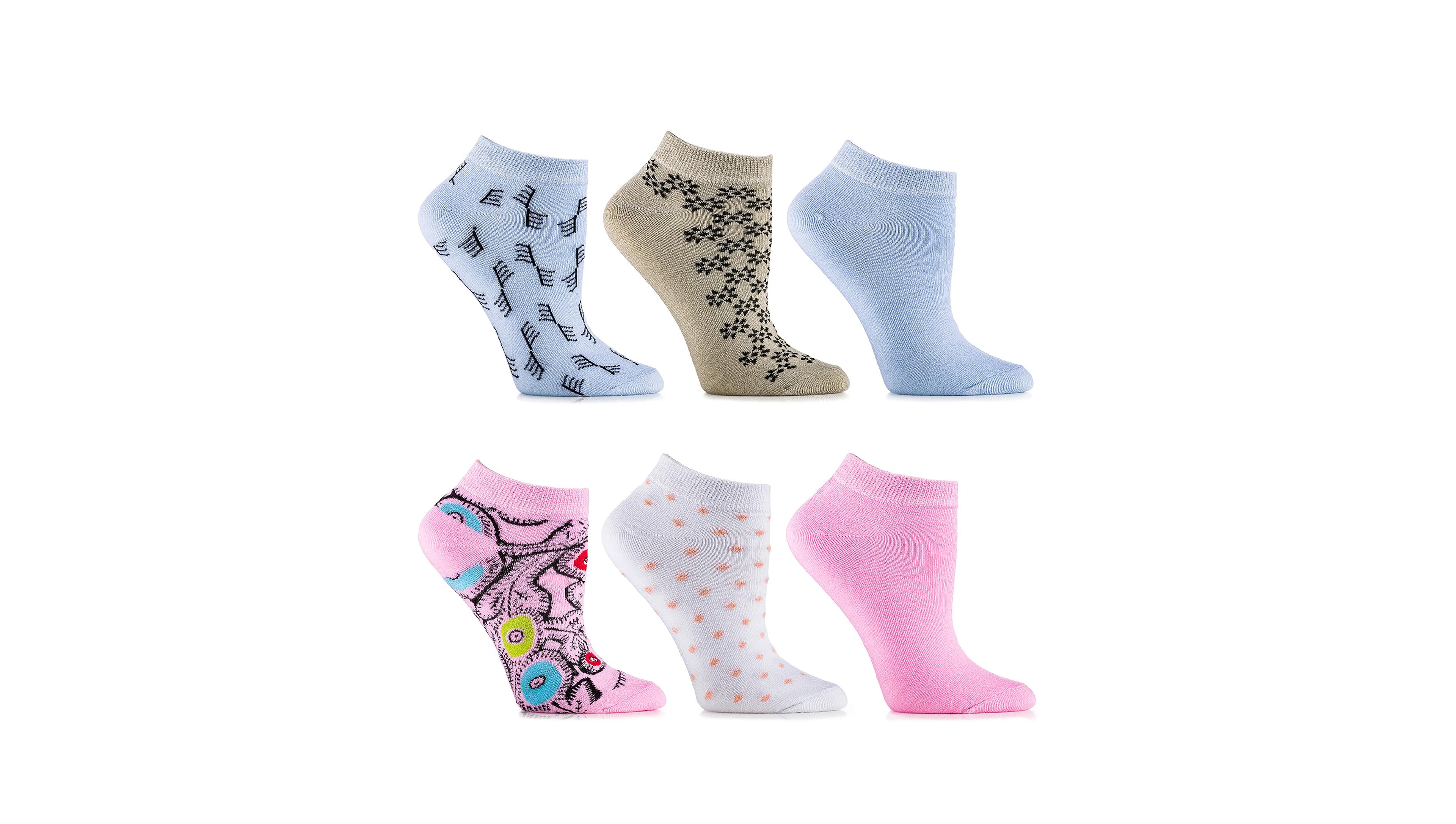 Women's Coral Flush Ankle Socks 6 Pack