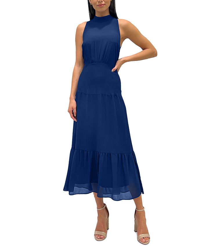 Sam Edelman Women's Mock Neck Tiered-Hem Maxi Dress - Macy's